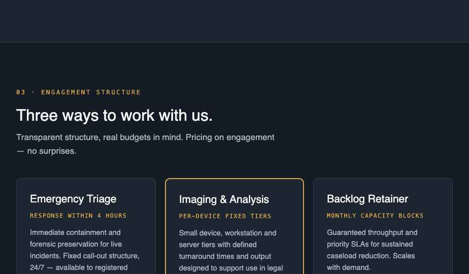 Engagement structure: three pricing tiers